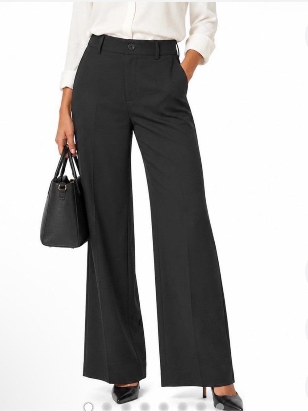 Anne Taylor Loft Julie Black Wide-Leg Trousers 8 Tall